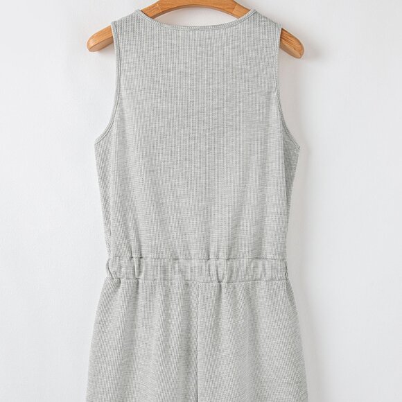 Waffle Knit Romper with Buttons - Picture 4 of 10